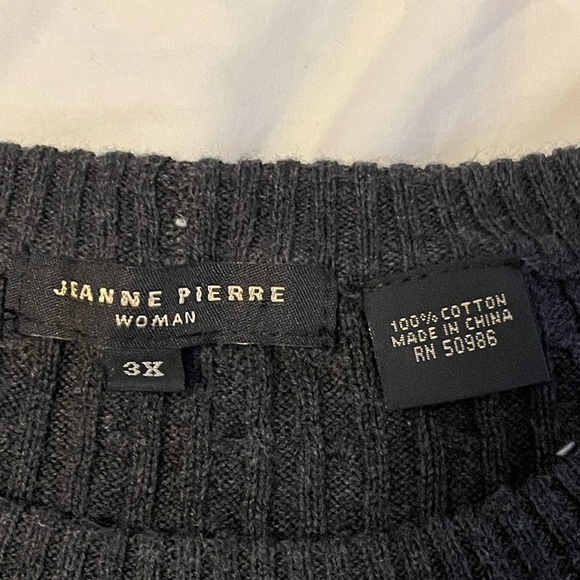 Classic 100% Cotton Cable Knit Dark Gray Woman’s Sweater Size 3XL - Picture 3 of 7